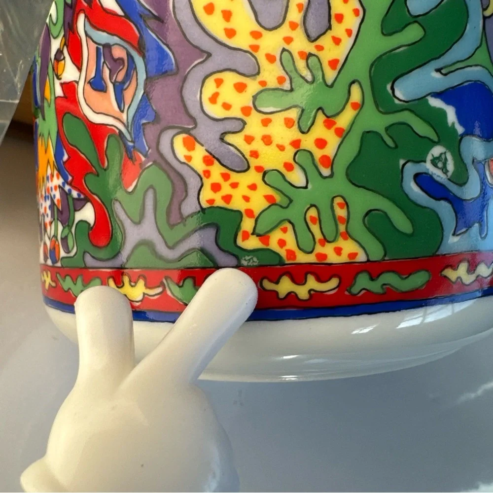 Vintage‎ 1970s Ceramic Yves Saint Laurent Rive Gauche Vanity Jar NO LID Abstract